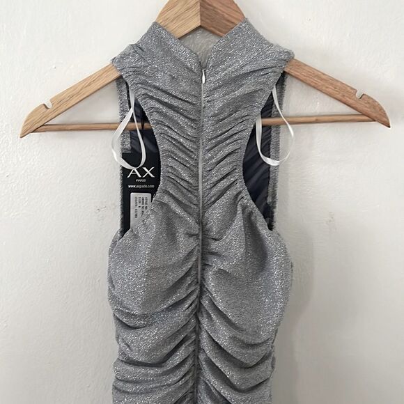 AX Paris gathered mini dress in silver metallic NWT - Picture 4 of 7